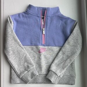 Nike Kids' Lavender and Gray Quarter-Zip Sweatshirt